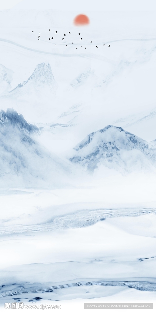 背景墙山水唯美玄关 TIF分层