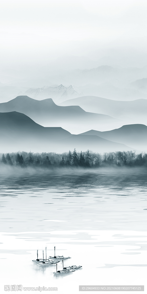 无框画山水唯美玄关 TIF分层