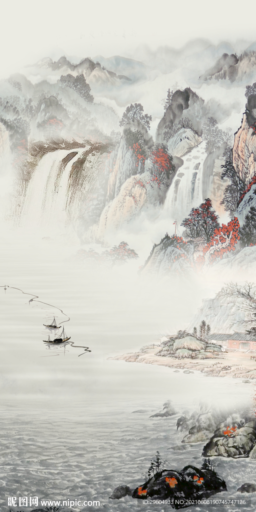 最新山水唯美玄关 TIF分层