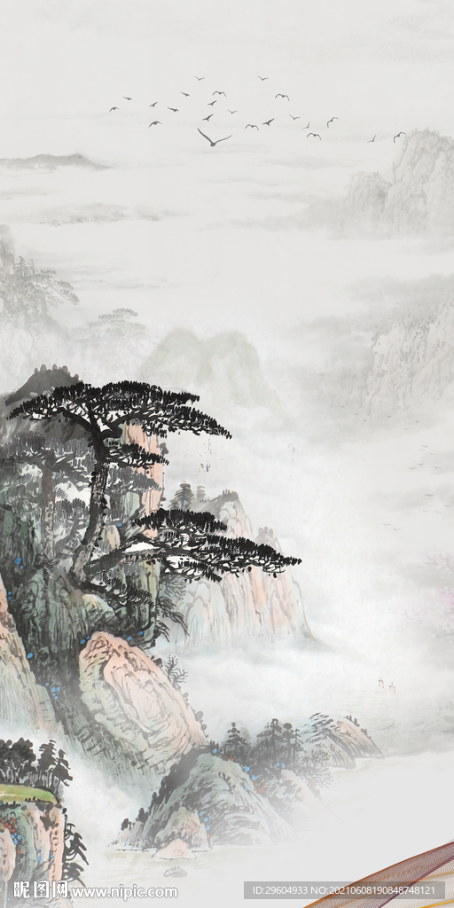 中国风山水唯美玄关 TIF分层