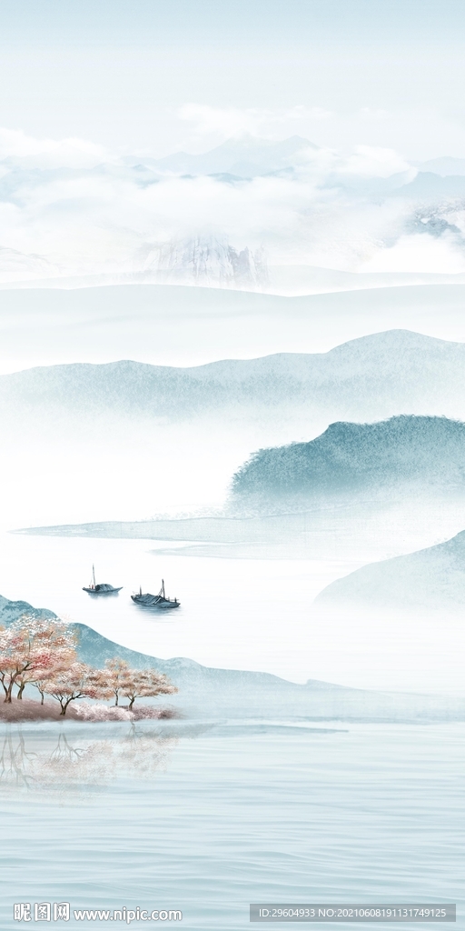 高端山水唯美玄关 TIF分层