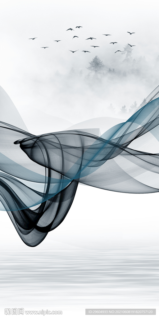 线条山水唯美玄关 TIF分层