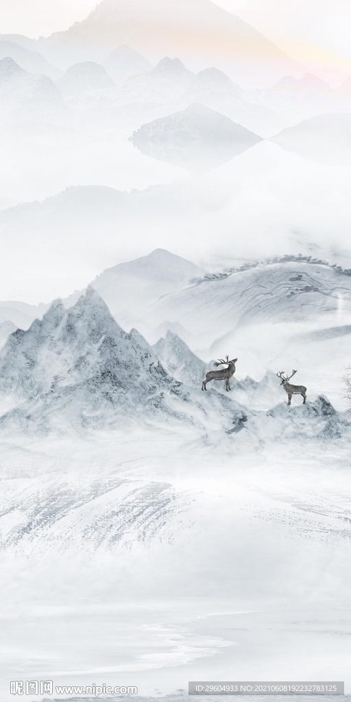 高档 山水唯美玄关 TIF分层