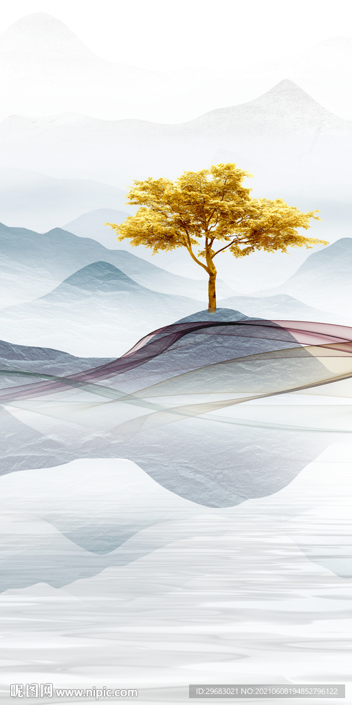 无框画山水玄关 分层TIF文件