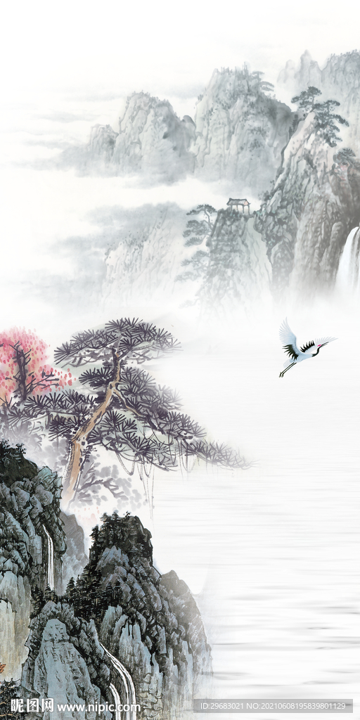 国画玄关画风景画 TIF分层