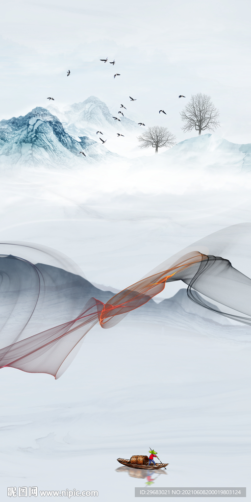 高端 玄关画风景画 TIF分层