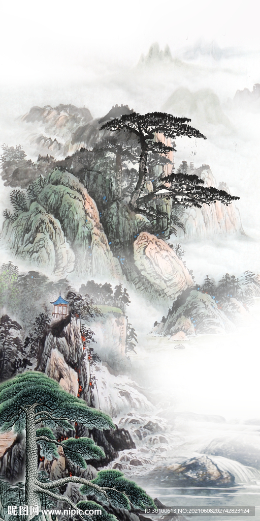 新品无框山水画 tif分层图