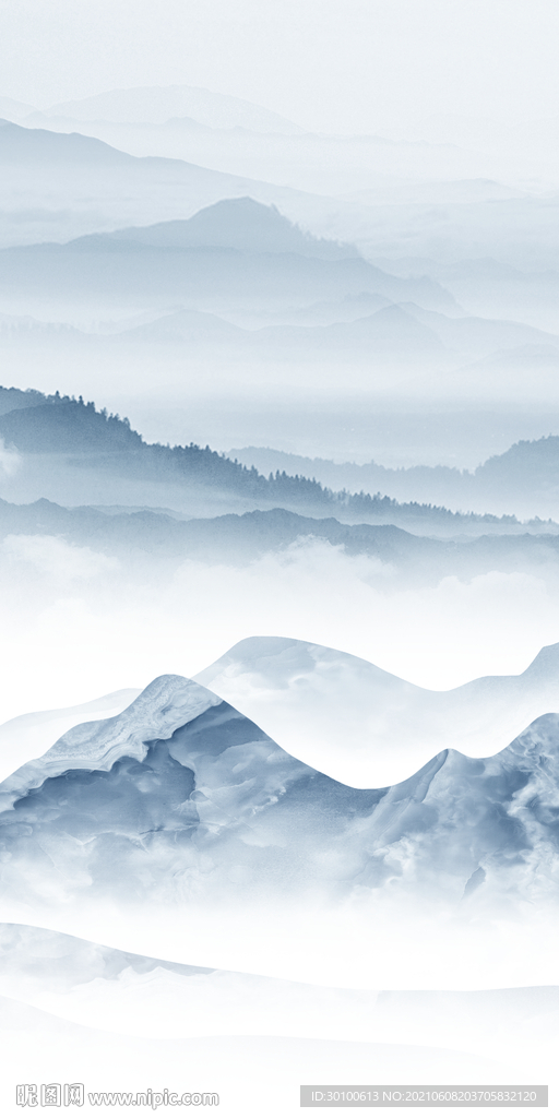 最新无框山水画 tif分层图