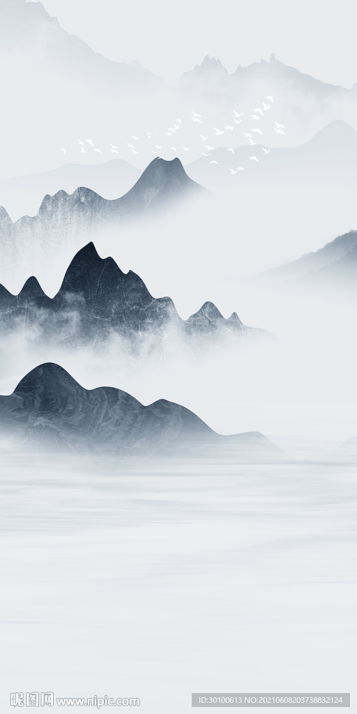 高端无框山水画 tif分层图