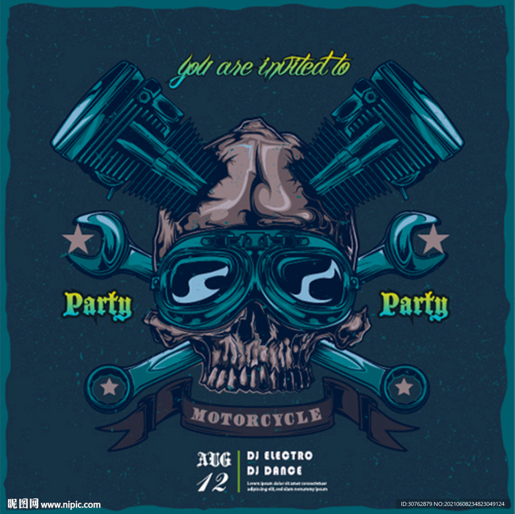 骷髅面罩面具纹身数码印花图案生