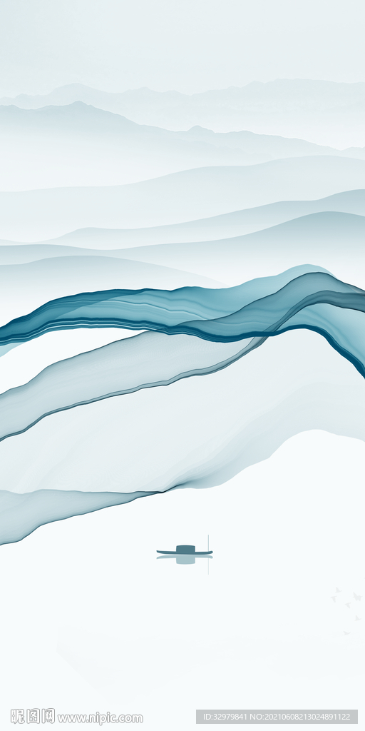 中式 玄关山水 TIF分层画 