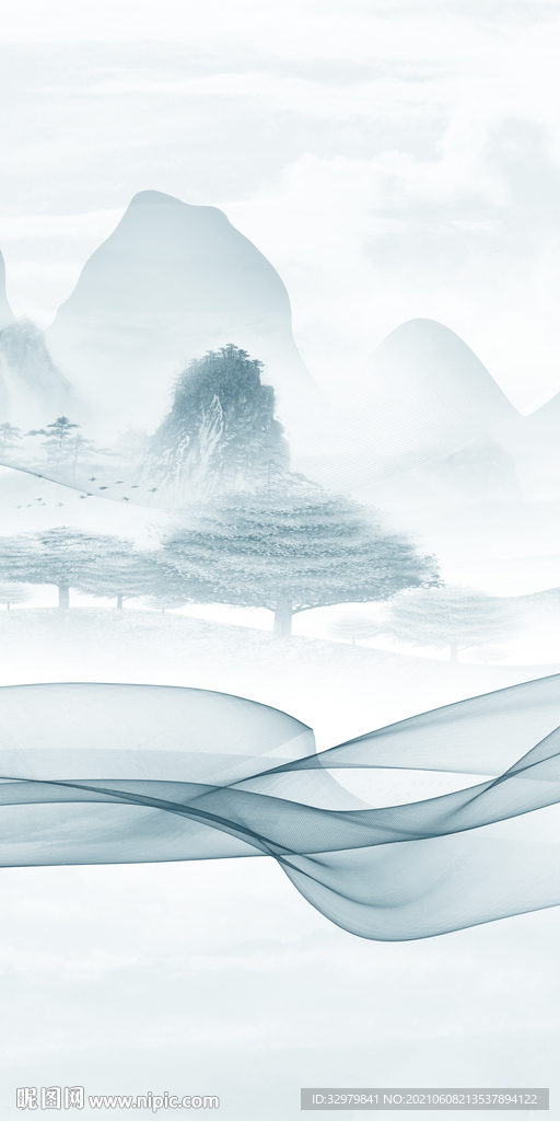 高档玄关山水 TIF分层画 