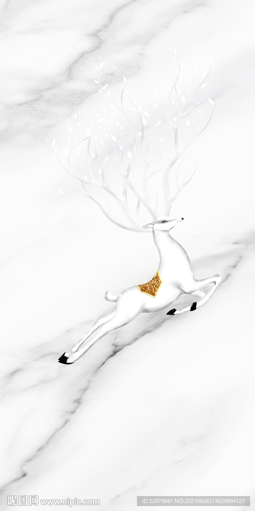 爵士白玄关高清无框画TIF分层