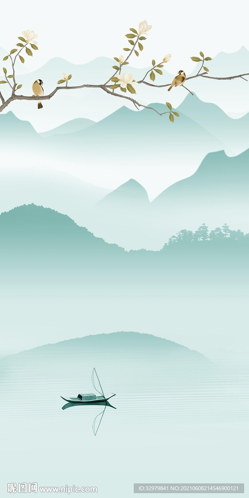 别墅简约玄关山水 TIF分层