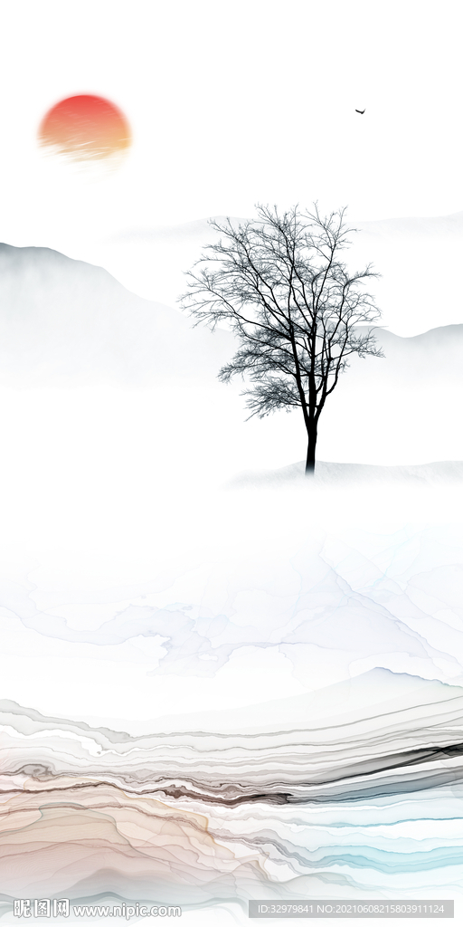 最新 简约玄关山水 TIF分层