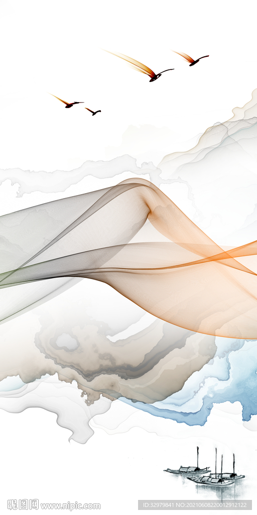 高雅简约玄关山水 TIF分层