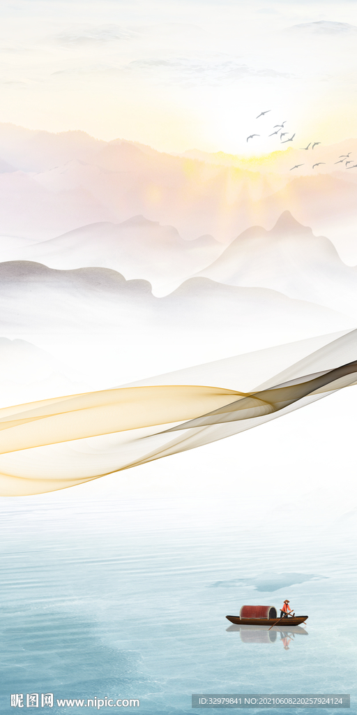 高档 简约玄关山水 TIF分层