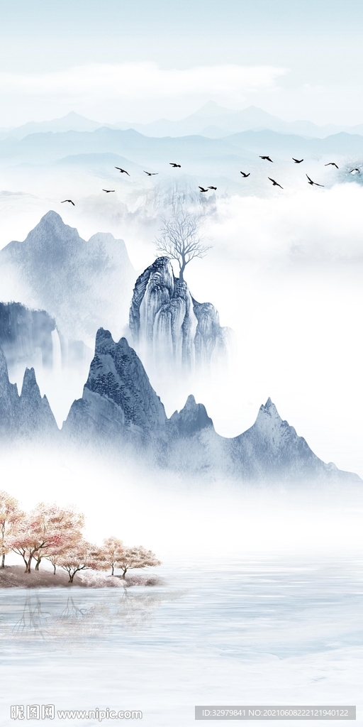 爆款风景玄关山水 TIF分层