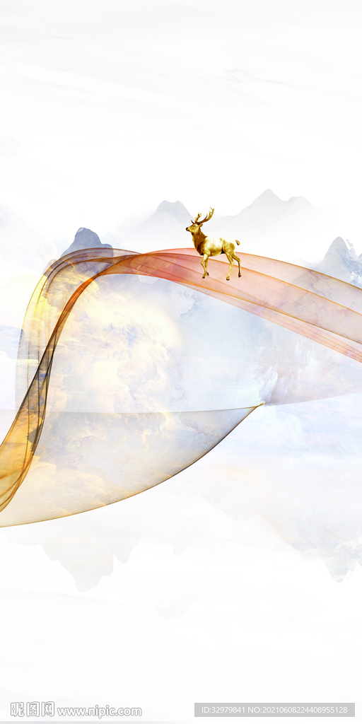 线条风景玄关山水 TIF分层