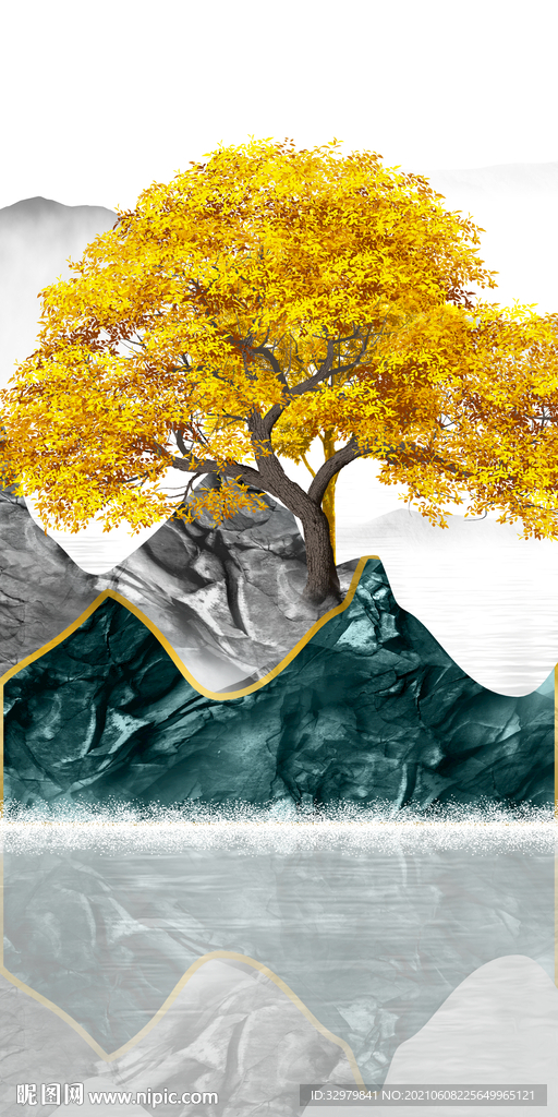 高档风景玄关山水 TIF分层