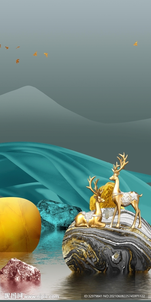 现代 玄关高清山水 TIF分层