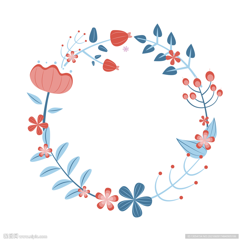 小清新手绘花环卡通植物花卉圈