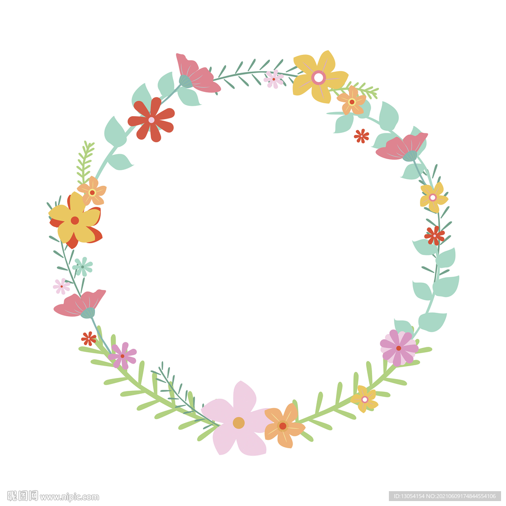 手绘简约小清新植物花卉环