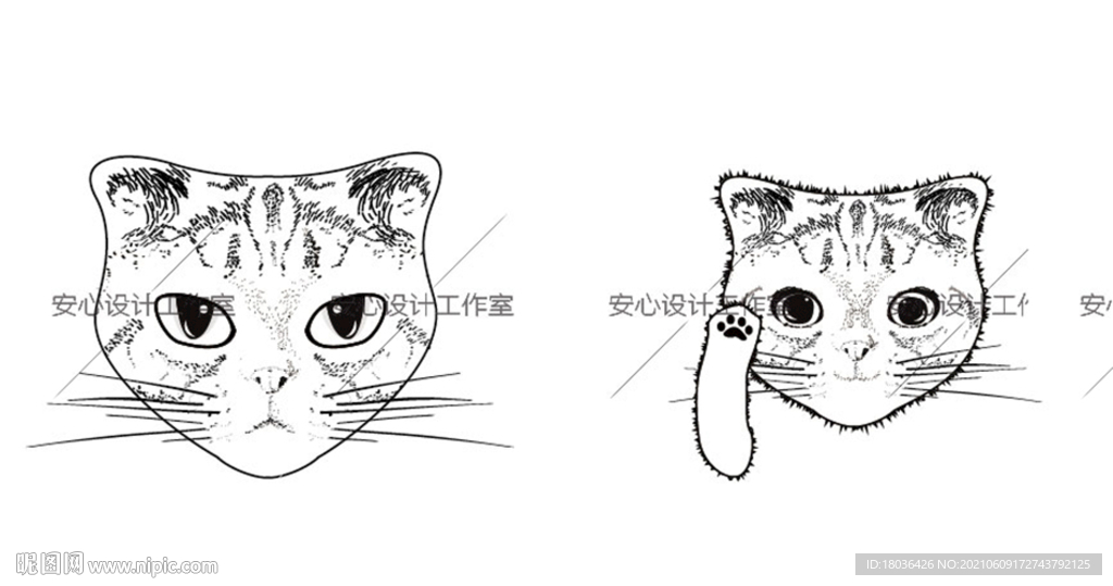 手绘猫咪猫头
