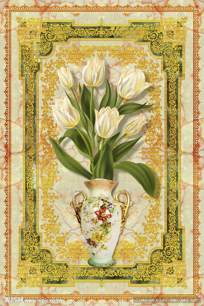 欧式大理石花纹玄关壁画