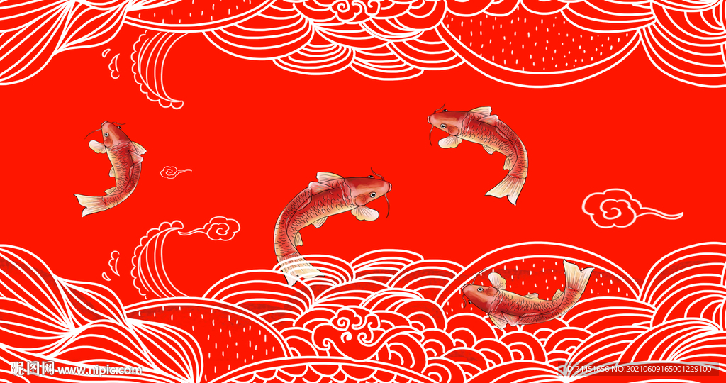 古典锦鲤装饰画