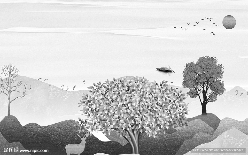 新中式简约山水 TIF文件分层