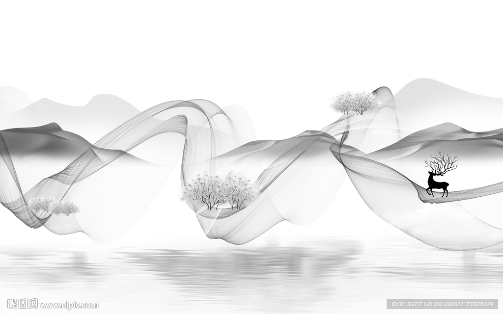 中国风简约山水 TIF文件分层