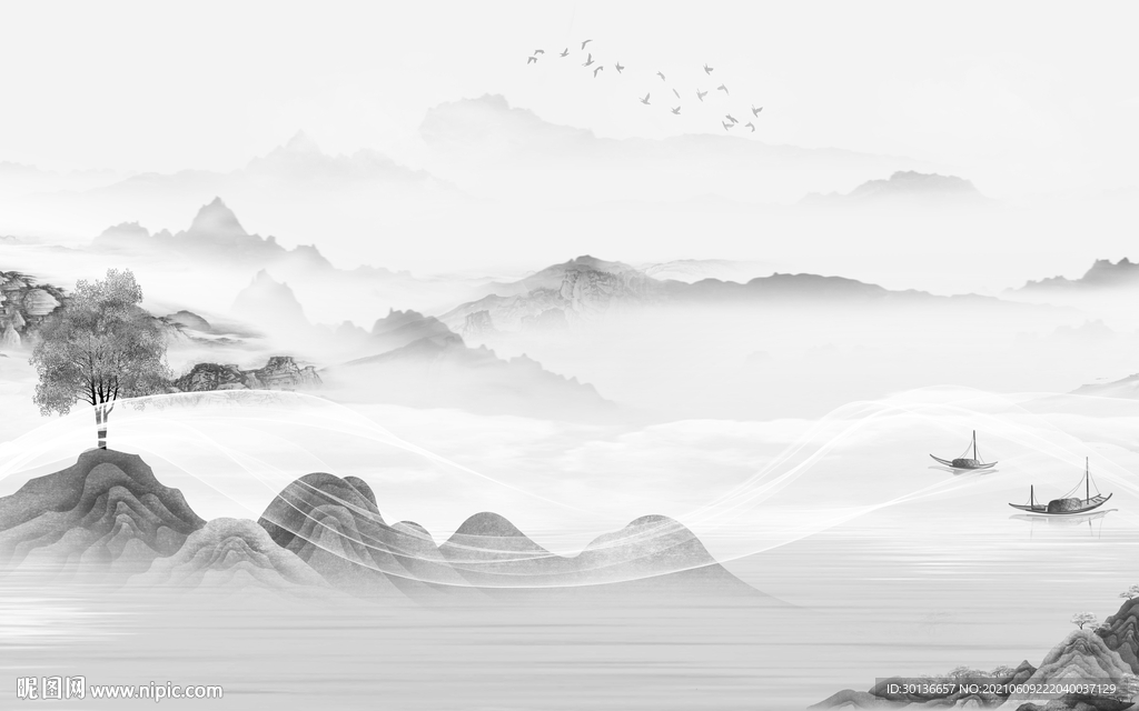 人气简约山水 TIF文件分层