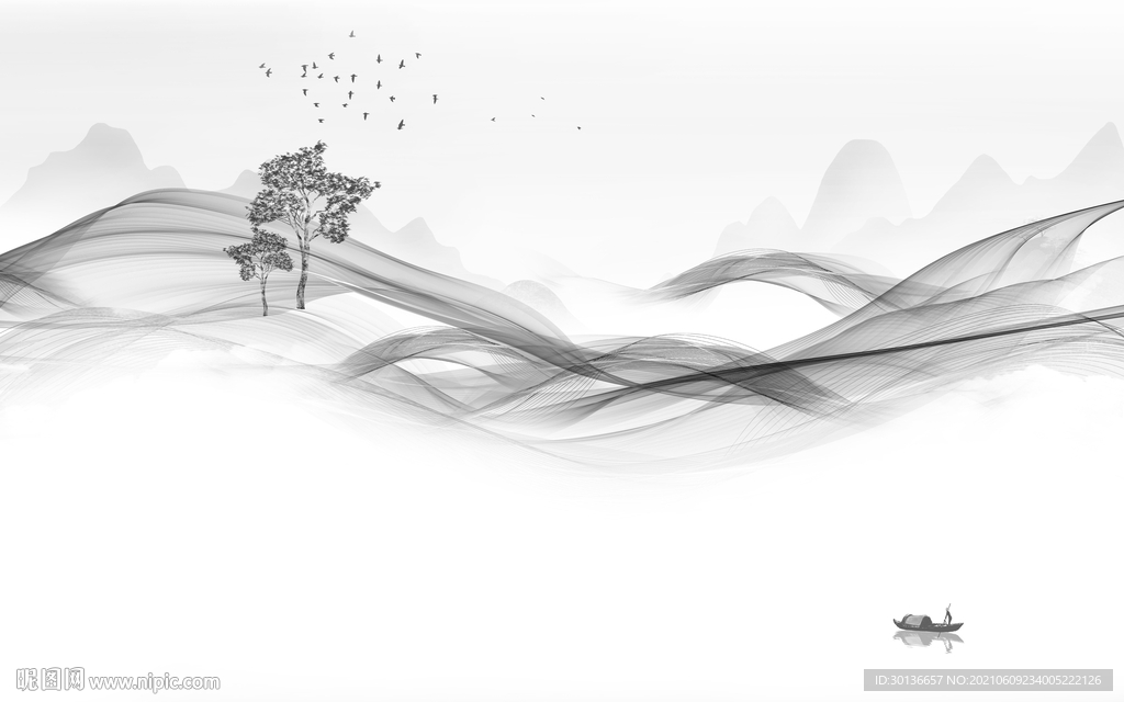 高端客厅山水画 TIF分层图