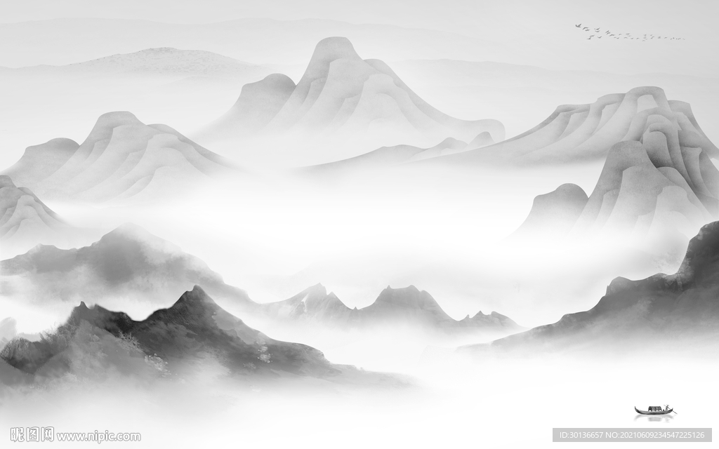 高档 客厅山水画 TIF分层图