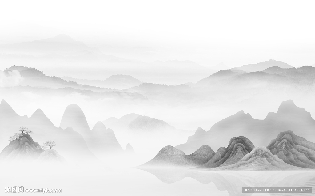 新款客厅山水背景 TIF分层