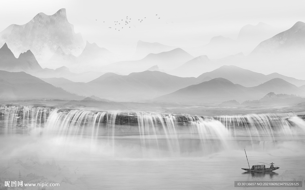 背景墙客厅山水背景 TIF分层