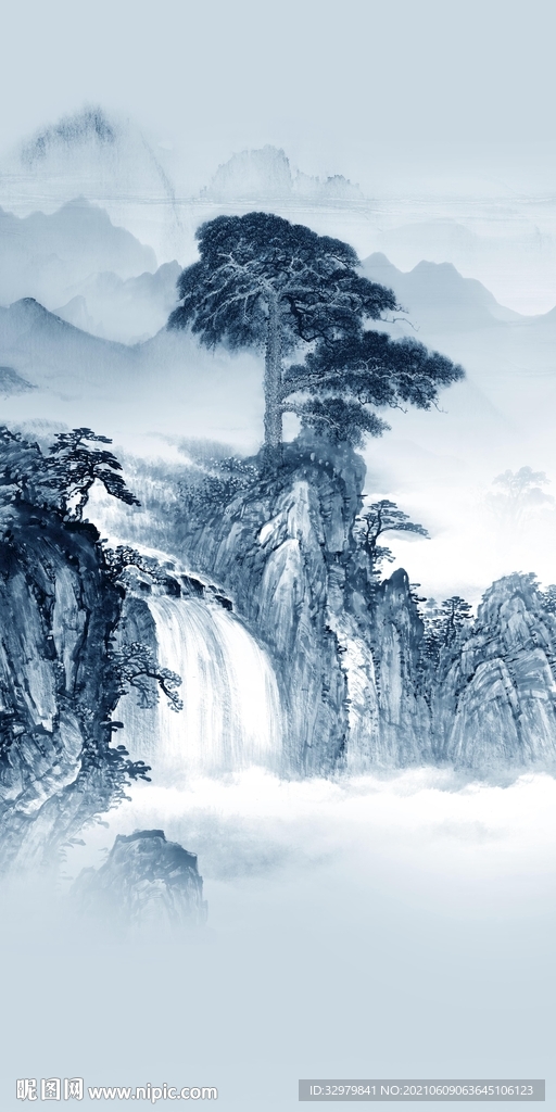 现代 风景玄关山水 TIF分层