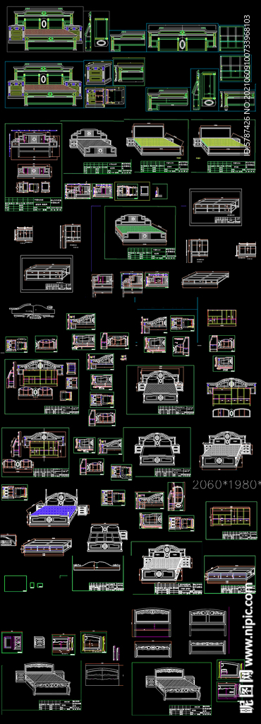 明清富贵大床图纸