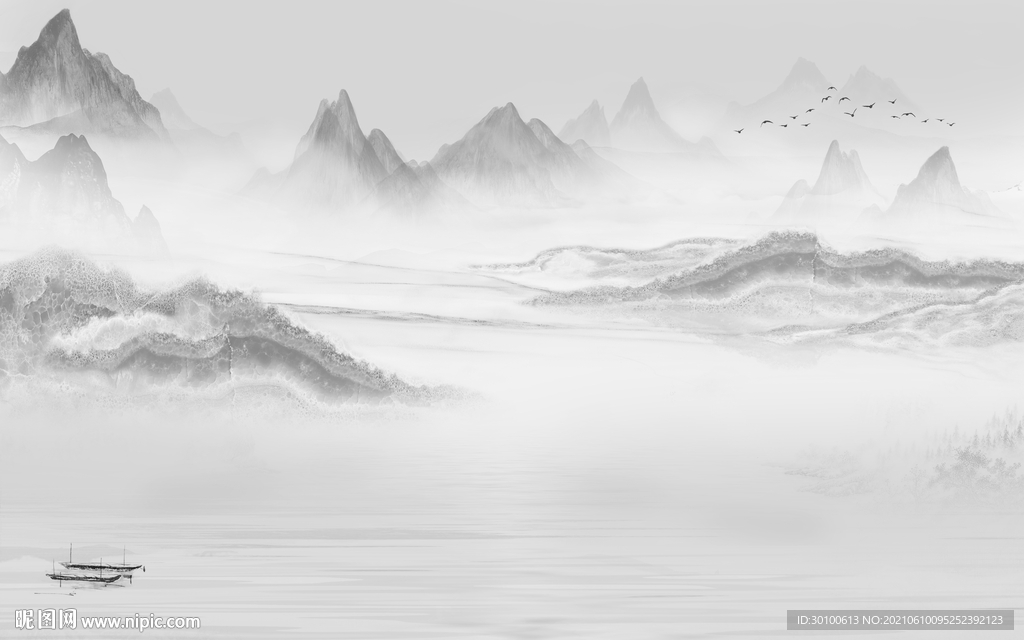 新上架灰色山水 TIF文件分层