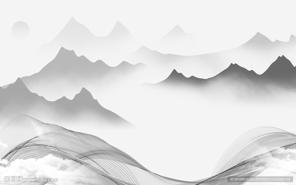 简约 灰色山水 TIF文件分层