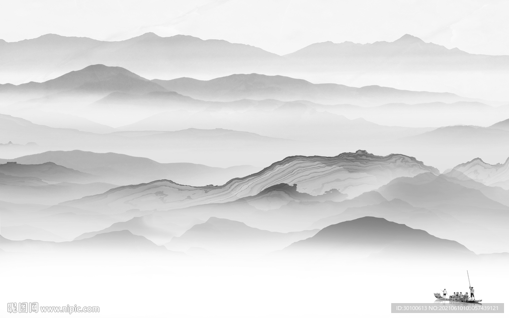 大气 灰色山水 TIF文件分层