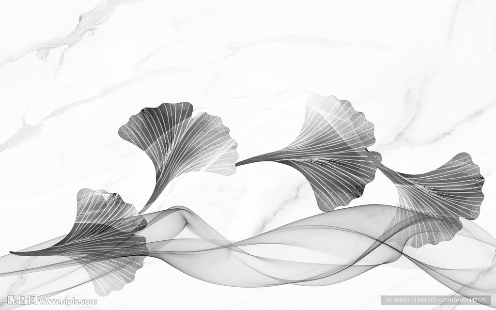 背景墙灰色叶子 TIF文件分层