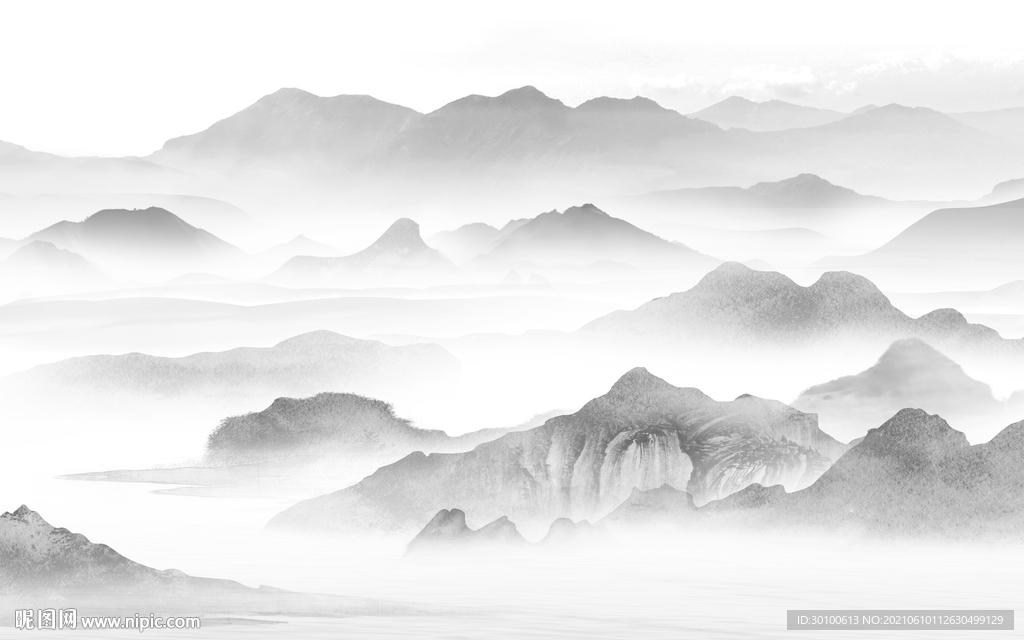 大气简约灰色山水 TIF分层