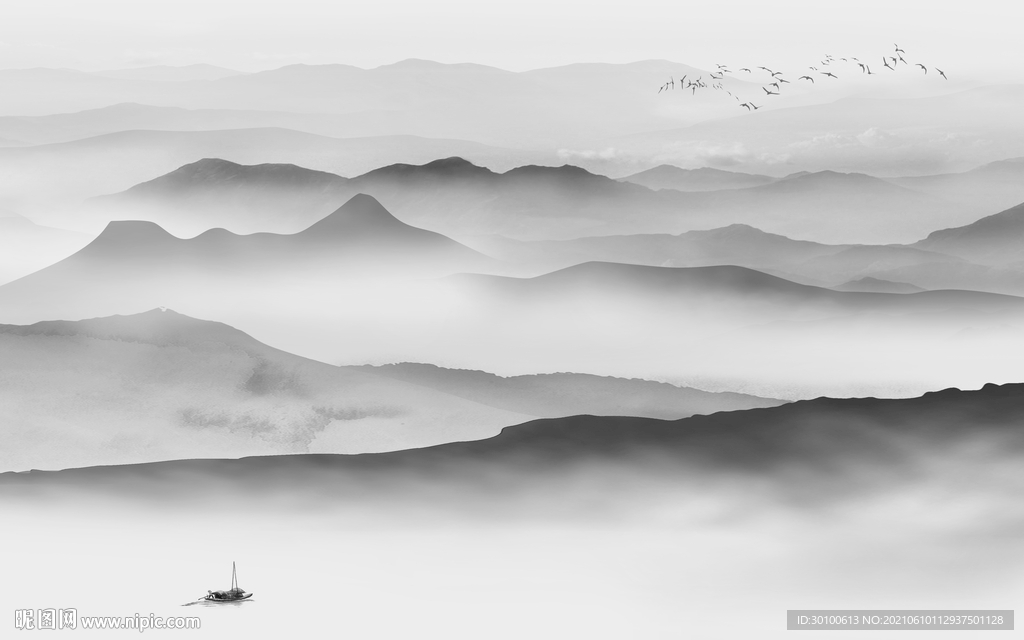 高端 简约灰色山水 TIF分层