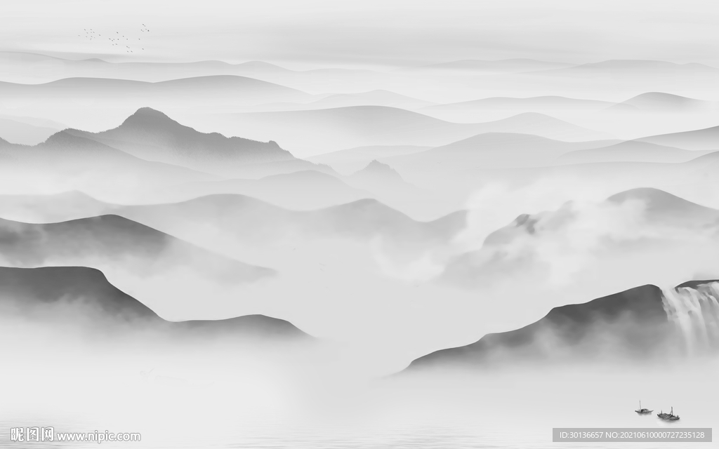 大气客厅山水背景 tif分层