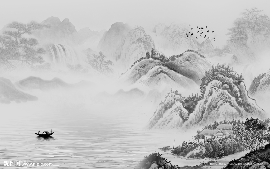 高清 简约山水 TIF文件分层