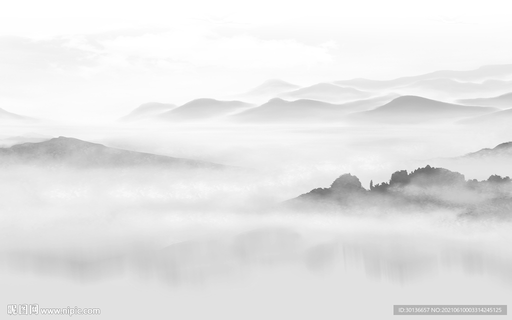 高档 山水背景墙画 tif分层