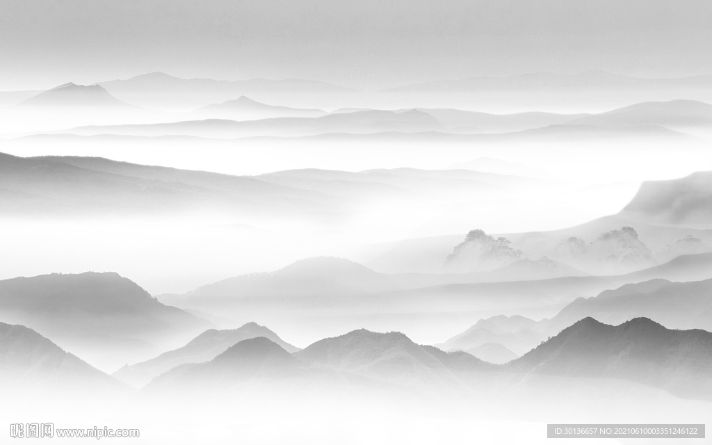 高端山水背景墙画 tif分层