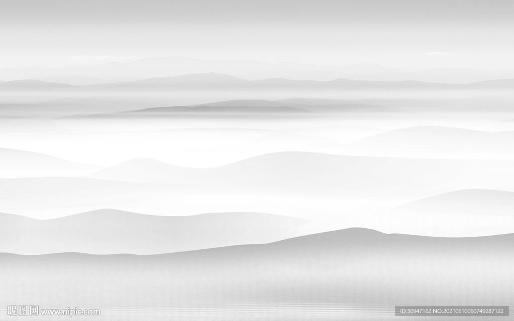 最新灰色山水 TIF分层文件